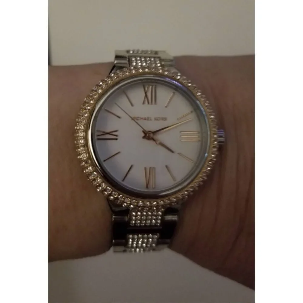 Michael Kors Women's Taryn Rose Gold & Silver Glitz Pave Two Tone Watch MK4461